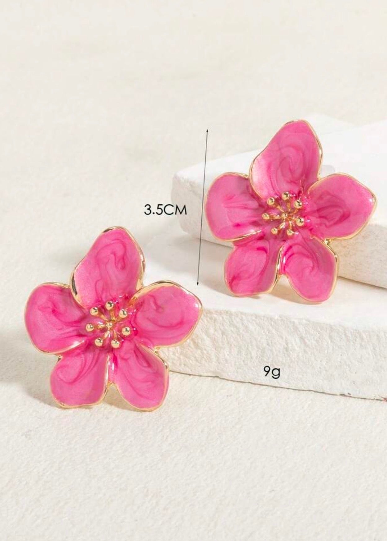 Hot pink petal earrings