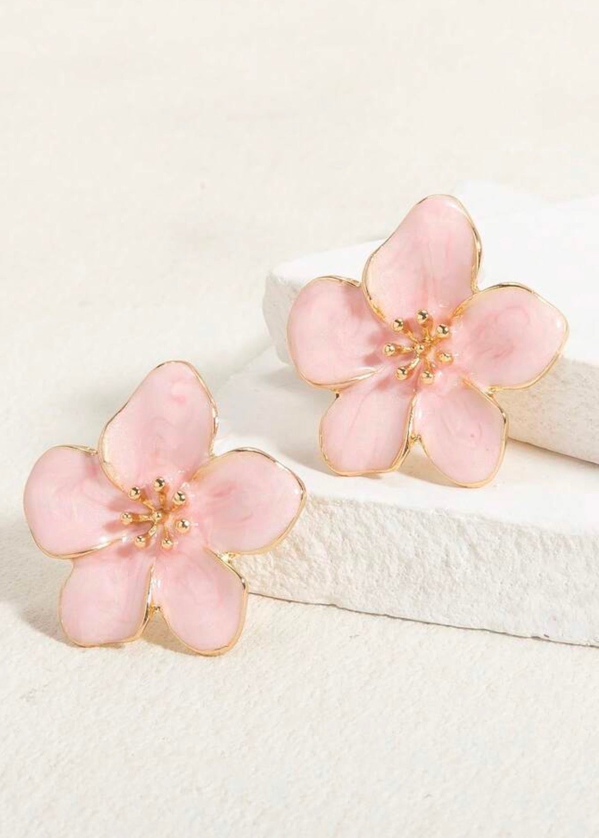 Hot pink petal earrings